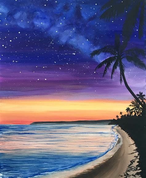 acrylic paint beach sunset